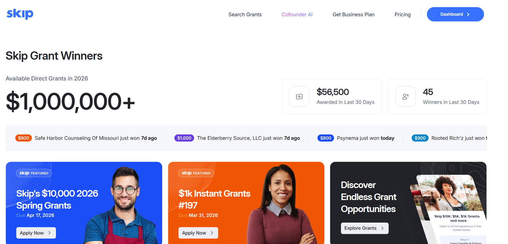 Skip Grant Statistics